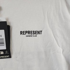 REPRESENT Owners Club Oversized Fit T-Shirt Mens XS Flat White Crewneck Pullover