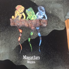 Vtg Y2K Mazatlan Mexico Lizard All Over Print Graphic T Shirt Medium