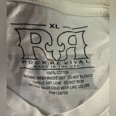 Rock Revival Logo Tee mens sz XL short sleeve white black red foil
