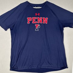 Penn Quakers Under Armour T-Shirt Mens 2XL Navy Blue The Tech Tee UPenn Crewneck