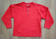 Vintage Marlboro Thermal Henley Shirt XL Red Heavyweight 90 Metal Button Waffle