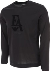 Emporio Armani Mens black long sleeve T-Shirt flock print, Size M*L*XL*XXL