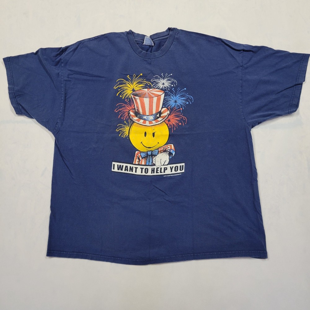 VTG Wal-Mart Smiley Uncle Sam “I Want To Help You” Hanes T Shirt Store 944 Sz 3X