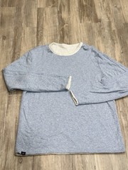 Faherty Men’s Cloud Reversible Crew Long Sleeve Ivory Light blue Heather Sz L