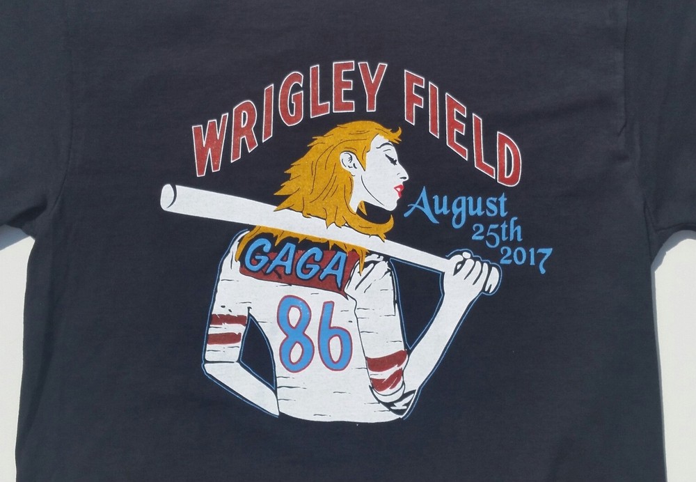 Lady Gaga 2017 Wrigley Field Concert T Shirt Little Monsters Chicago Cubs