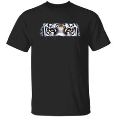 White Tiger Eyes Unisex T-shirt Black Navy Dark Heather