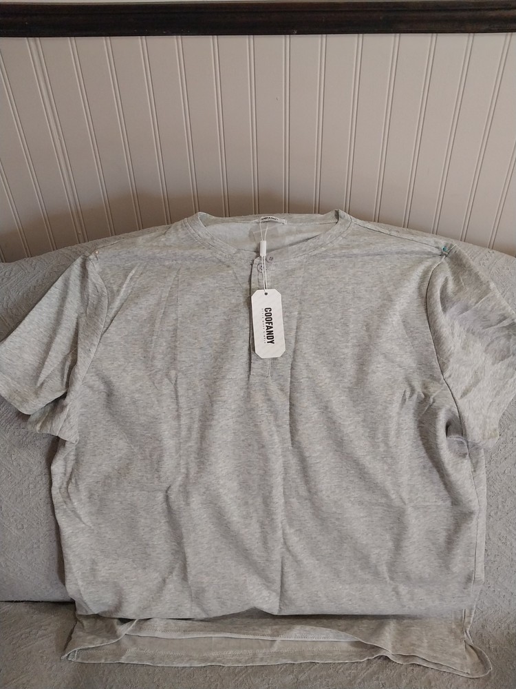 Coofandy Henley T Shirt For Men Gray Size XXL