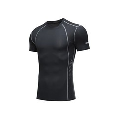 Men’s High Stretch Short Sleeved Tight Fitting Sports and Fitness Sweatshirt Bre