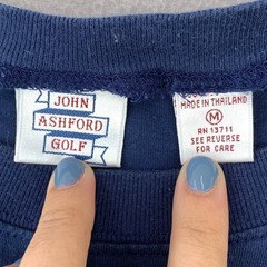 Vintage 90s John Ashford Golf T-Shirt Men Medium Blue Crest Logo Graphic Tee
