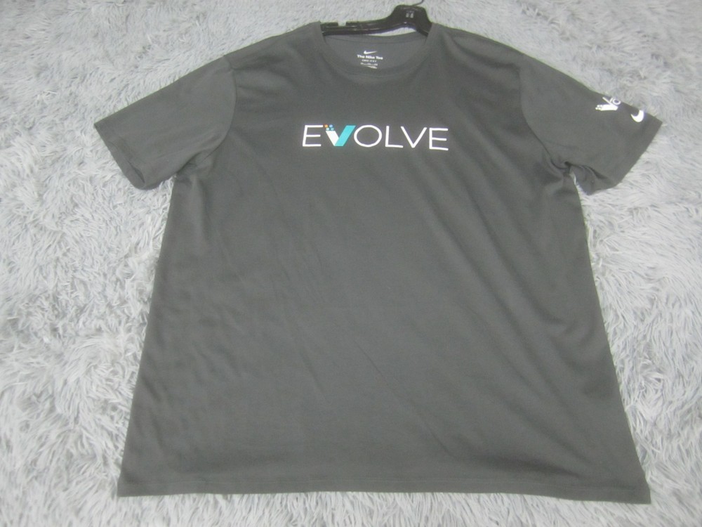 Nike Shirt Mens 2XL Gray EVOLVE Short Sleeve Dri-Fit Crew Neck Athletic
