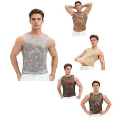 Mens Vest Show T-Shirts Jazz Undershirt Adult Tops Carnivals Tank Soft Outfits