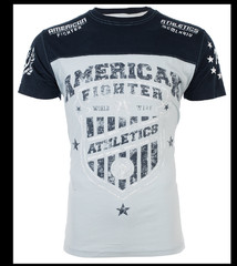 AMERICAN FIGHTER Light Blue Navy GRADUATE Athletic Graphic T-shirt NWT