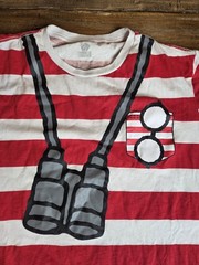 Vintage Official Where’s Waldo? Graphic Striped T-Shirt XL – 90s Novelty – MINT