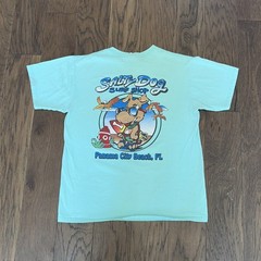 90s Y2K Vintage Salty Dog T-Shirt Turquoise Size Large Mens Panama City Anvil