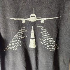 Aviation T-Shirt Men’s L Black NATO Phonetic Alphabet Runway Pilot Graphic Tee