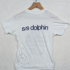 VTG SS Dolphin T-Shirt Mens S White Cruise Ship Blueprint Deck Paper Thin 80s