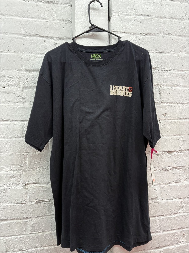 Keep A Breast Foundation Shirt Mens XL Black I Heart Boobies KAB 00 Charity Tee