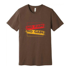 White Unisex No Pain No Gain Graphic T Shirt For Workout Training And Everyday W
