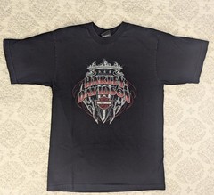 Y2K VTG USA Made Harley Davdison Mens L Blk T-Shirt Flames Heavy Biker Grunge