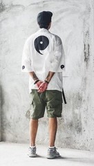 Niepce Streetwear Japanese White Kimono Graphic Tee Ninja Short Sleeves Shirt