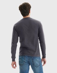 Hanes Men’s Long-Sleeve Henley Shirt Beefy-T pure cotton 3 button S-3XL Tagless