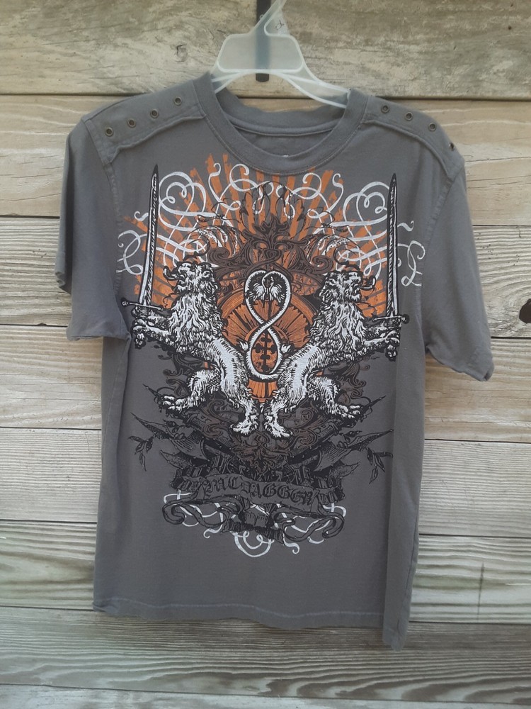 Men’s Size M McDagger 100% Cotton Beaded Lion Crest Graphics T-Shirt