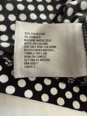 Black White Polka Dots Ruched Cap Sleeve Cowl Scoop Neck Stretchy Shirt Size L