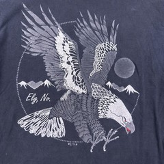 Vintage Fruit Of The Loom Shirt Mens Large Black Ely NV Bald Eagle Graphic Tee