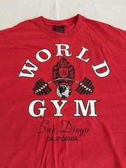 Vtg World Gym Gorilla Logo Red Shirt XL San Diego CA Famous Bodybuilding Sport