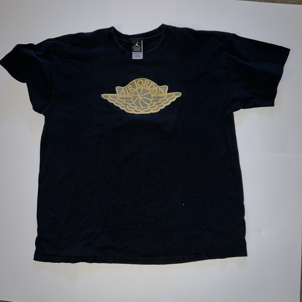Air Jordan 1 Black T-Shirt Basketball Print size XXXL 3x Brand Wings