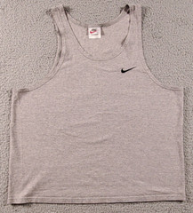 Vintage Nike Muscle Shirt USA Gray Grey Sleveless Tee Black Swoosh Logo Size L