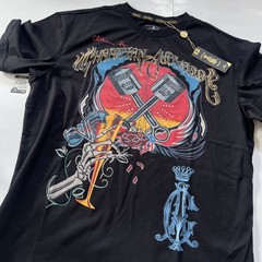 Christian Audigier Graphic Pistons Wine Glass Rhinestone T Shirt Mens Sz L NEW