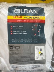 Sz XL (10) Tag Free Crew White T Shirts Gildan Moisture Wicking Opened Package