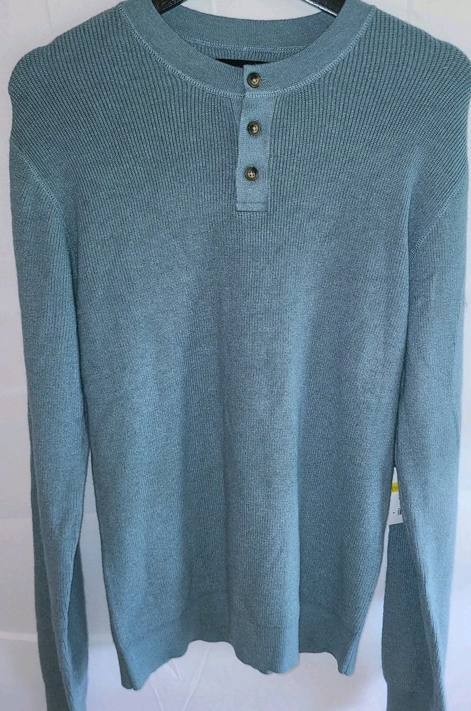 Lucky Brand Mens Small Long Sleeve Lightly Ribbed Pullover Henley Shirt NWT