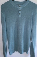 Lucky Brand Mens Small Long Sleeve Lightly Ribbed Pullover Henley Shirt NWT