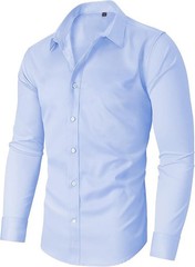 Spring Fashion Stretch Shirt Men Casual Long Sleeves Business Casual Coat