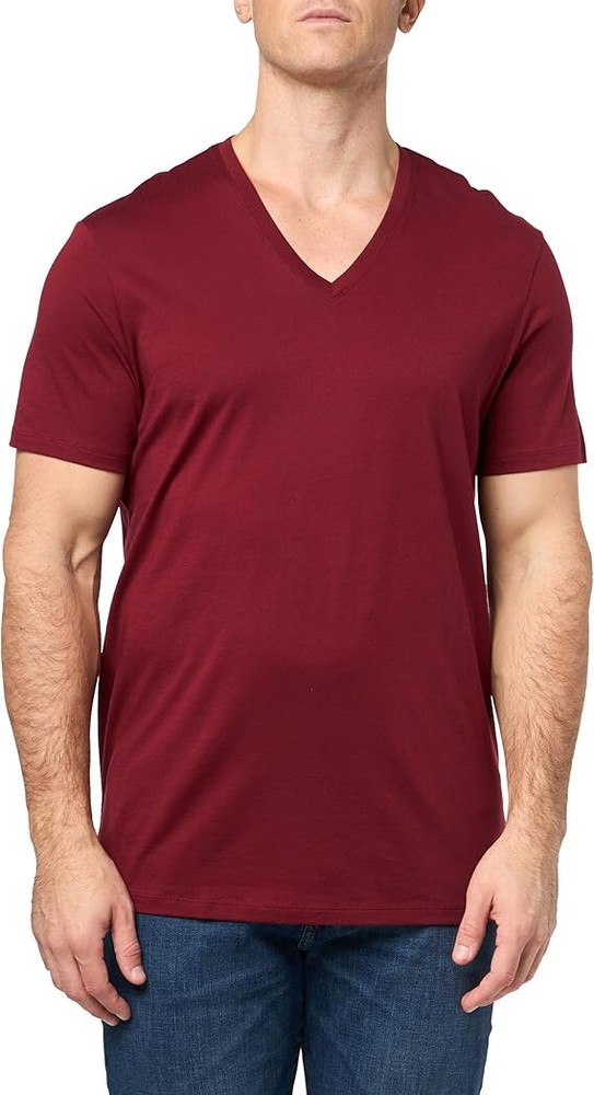 Armani Exchange Men’s Basic Pima V Neck Tee, Cabernet, Sz-XL