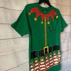 Holiday Time Men’s Elf Graphic Print T-Shirt Ugly Christmas Holiday Small 34-36
