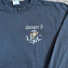Men’s Long Sleeve Black Us Marine Corps Semper Fi Bulldog, Graphic T-Shirt