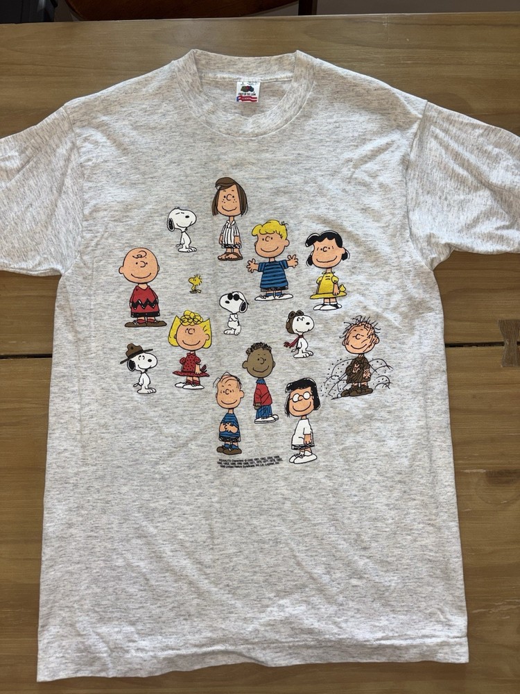 Vintage 1986 Peanuts Gang Snoopy Charlie Brown Graphic T-Shirt USA Large