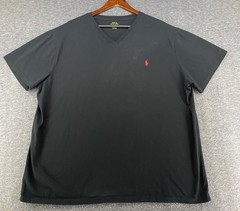 Polo Ralph Lauren Shirt Mens 2XB Black Short Sleeve Red Pony T-shirt V-neck