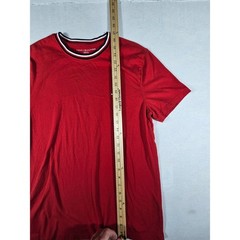 Tommy Hilfiger Mens Red T-Shirt Crew Neck Striped Collar Flag Logo 78JB130 M