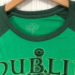 Lucky Brand Dublin Ireland Graphic Tee Mens Medium Green Raglan Shamrock Shirt
