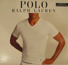 3 POLO RALPH LAUREN S M L XL SLIM FIT COTTON BLACK WHITE BLUE V NECK T SHIRTS
