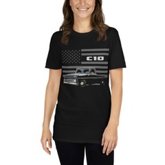 Black 1966 Chevy C10 Antique Pickup Truck Owner Gift Short-Sleeve Unisex T-Shirt