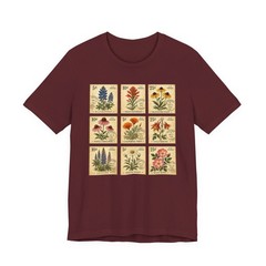 WildFlower T-Shirt, Vintage wildflower Stamp collection, Vintage Flower Shirt