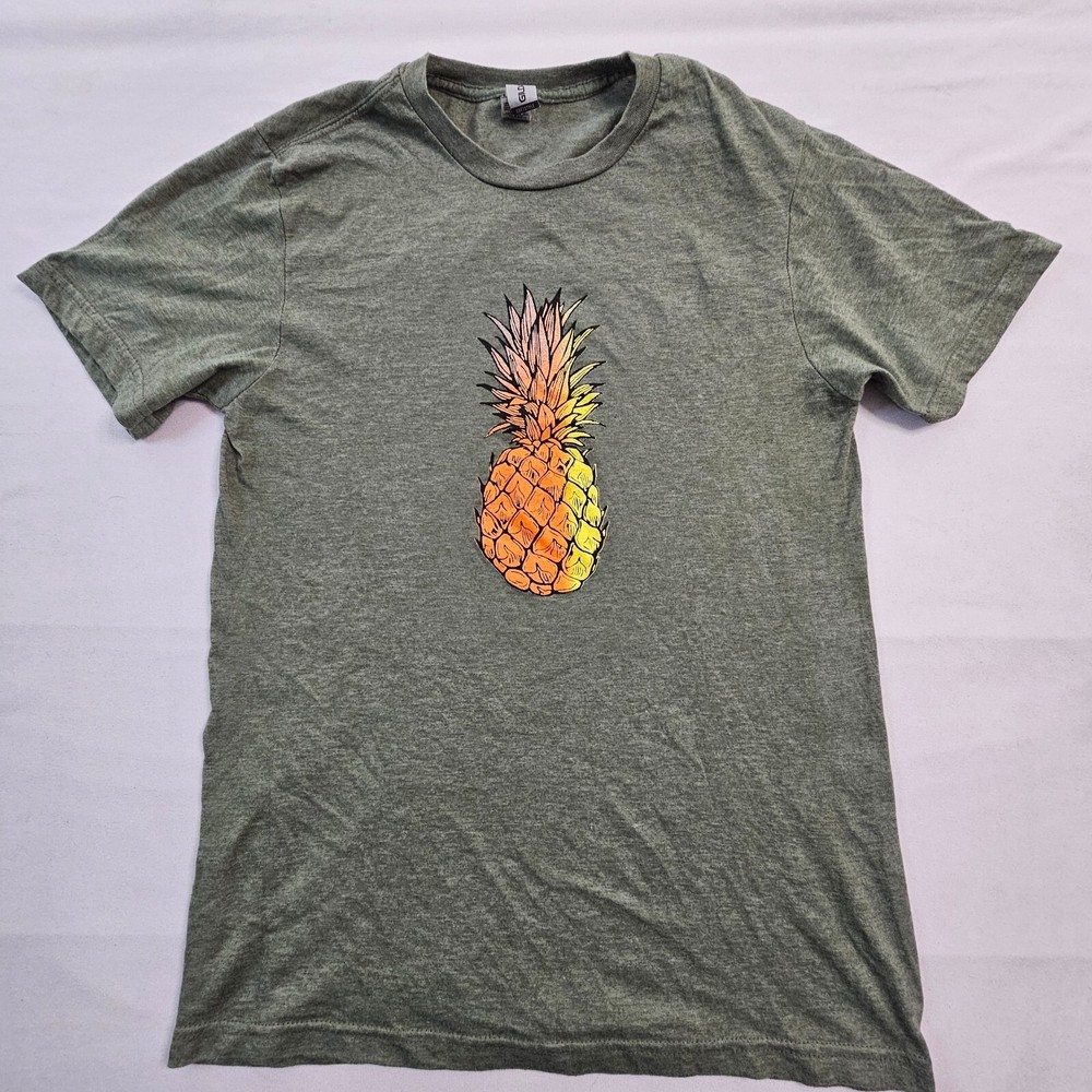Pineapple Gildan Softstyle Green Short Sleeve Cotton Blend T-Shirt Men’s S