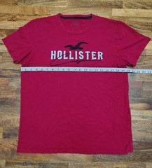 Hollister California Men’s T-Shirt Red Embroidered Logo Spellout Short Sleeve M