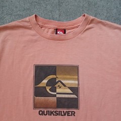Quiksilver T Shirt Mens Large Peach Graphic Logo Short Sleeve Early 2000s