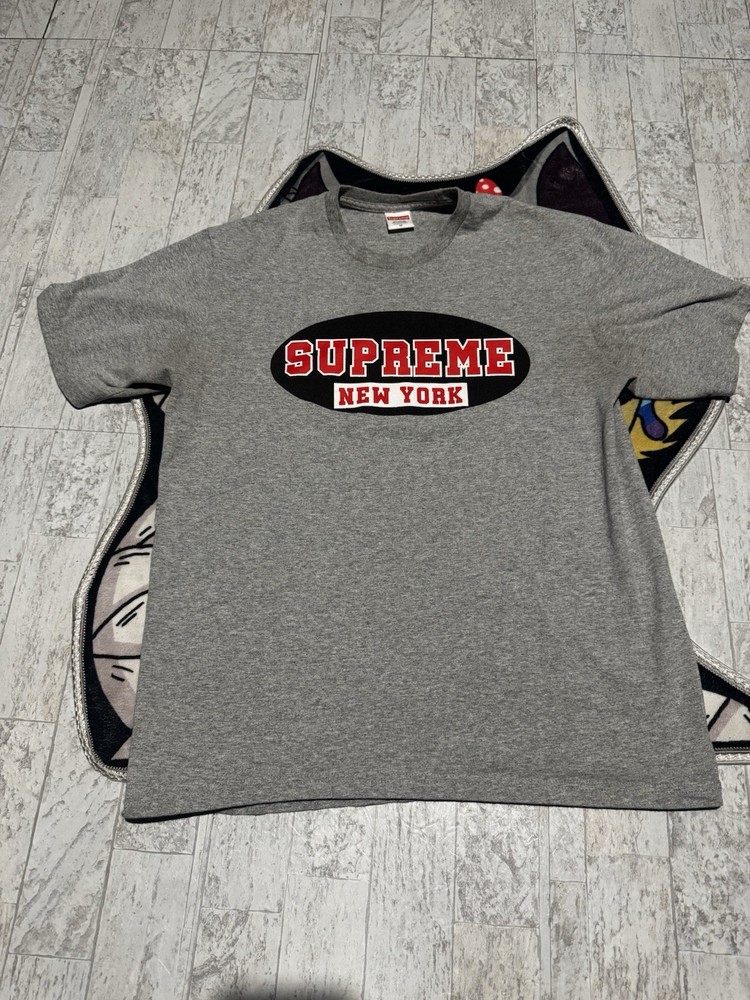supreme new york tee size M heather grey 100% authentic